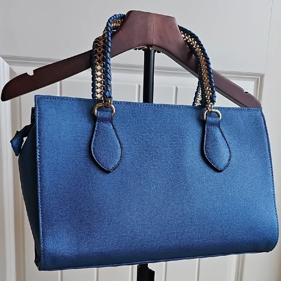 NWT Versace 19v69 Italia Electric Blue Satchel Bag With Crossbody Strap - Picture 8 of 12
